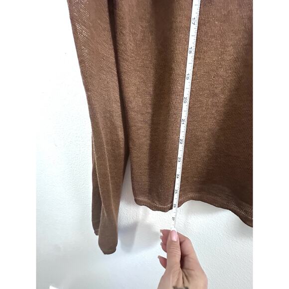 Burberry London Women Brown Flax Linen Knit Pullover Sweater Sz M Flawed Preppy - Picture 15 of 16